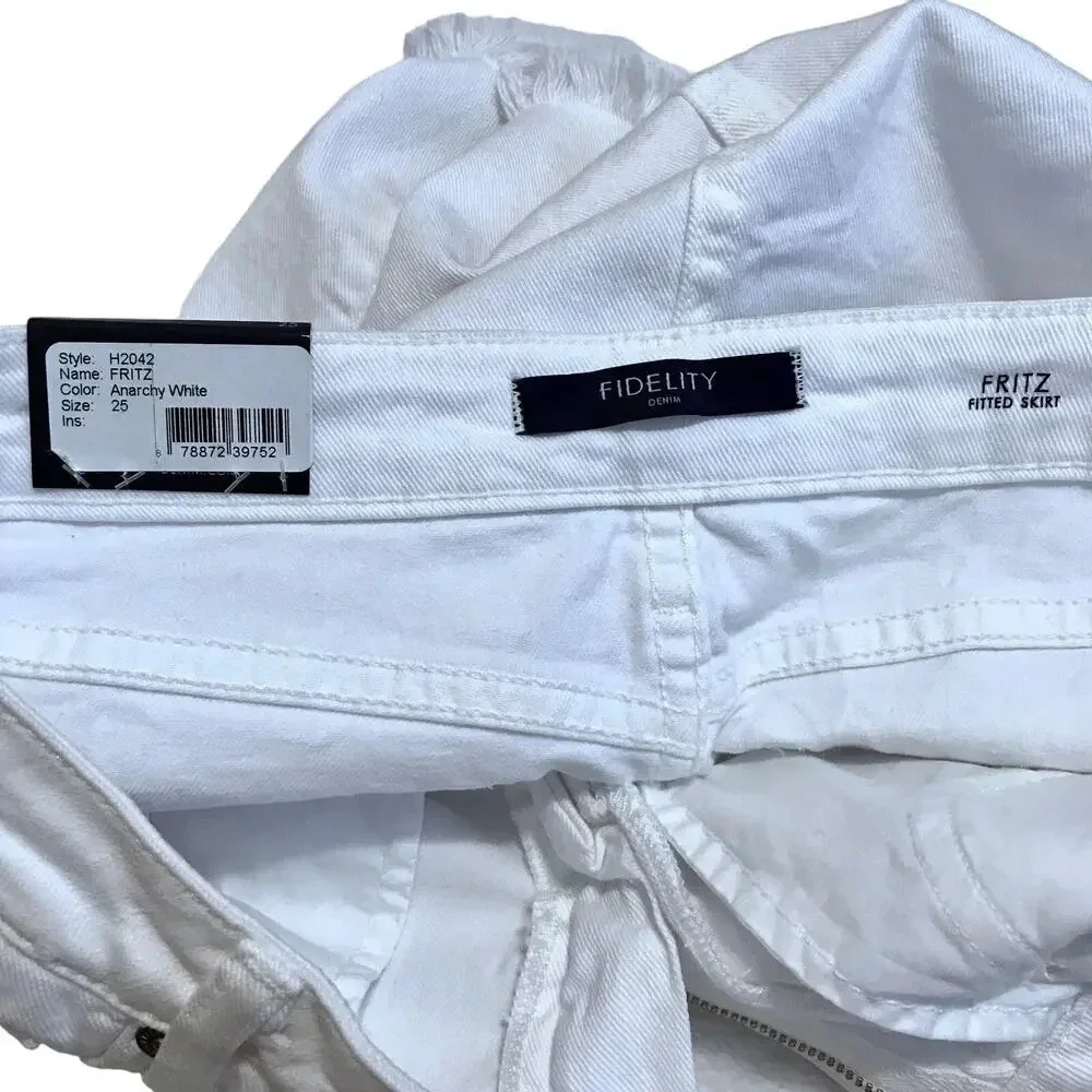 Fidelity Denim NWT White Jean Mini Skirt Women 25